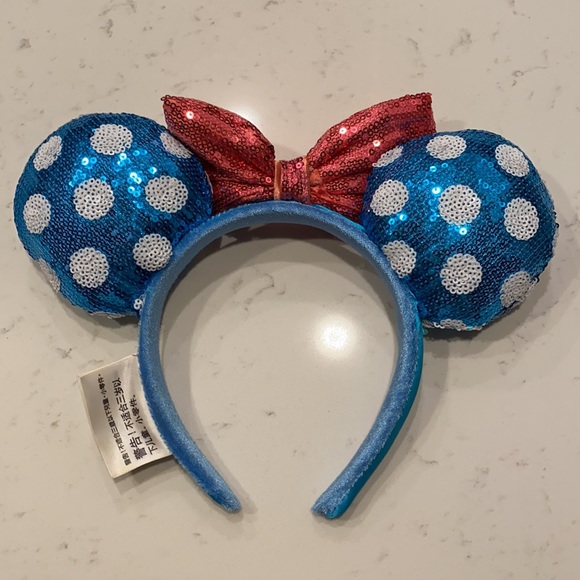 Blue and Red Minnie Mouse Ears - Picture 2 of 2